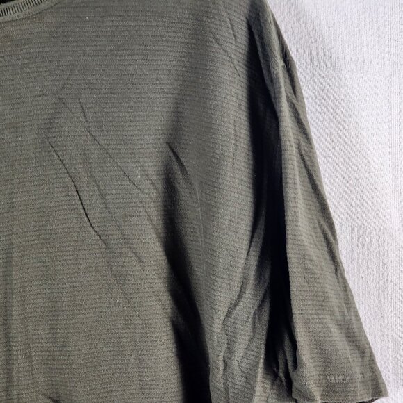 Perry Ellis Green Khaki Ribbed Cotton Rayon Short Sleeve Crew Neck Shirt Size XL - Picture 6 of 16